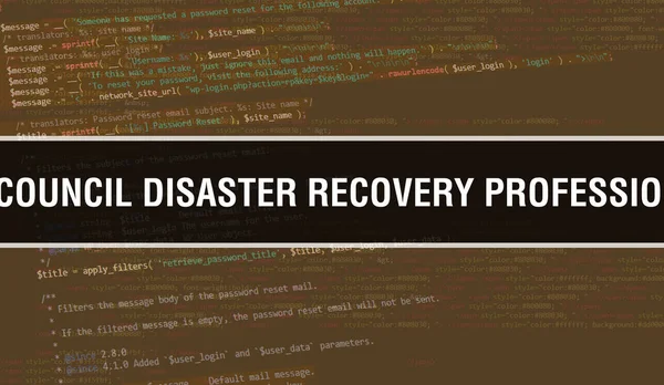 EC-Council Disaster Recovery Professional concept illustration using code for developing programs and app. EC-Council Disaster Recovery Professional website code with colourful tags in browser vie