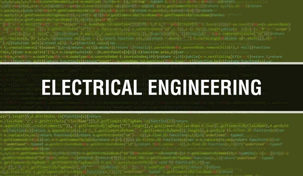 Electrical engineering with Digital java code text. Electrical engineering and Computer software coding vector concept. Programming coding script java, digital program code with Electrica