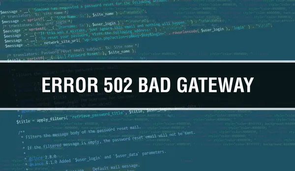 Ошибка 502 Bad Gateway Текст Написан Программном Коде Технологическом Фоне — стоковое фото