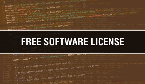 Ilustração Conceito Licença Software Livre Usando Código Para Desenvolver Programas — Fotografia de Stock