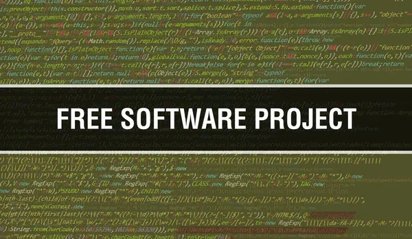 具有抽象技术二进制代码背景的自由软件项目 数字二进制数据和安全数据概念 — 图库照片