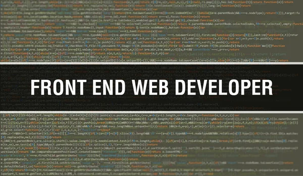 Front End Web Developer Cyfrowym Tłem Technologii Kodu Binarnego Streszczenie — Zdjęcie stockowe