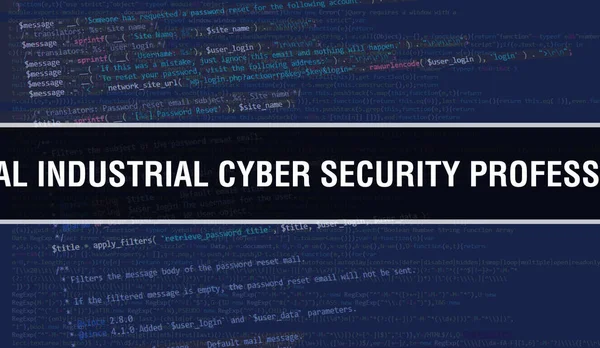 Global Industrial Cyber Security Professional concept with Random Parts of Program Code.Global Industrial Cyber Security Professional text written on Programming code abstract technology backgroun
