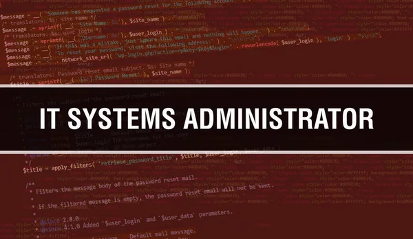 Systems Administrator Text Written Programming Code Abstract Technology Background Software — Fotografia de Stock