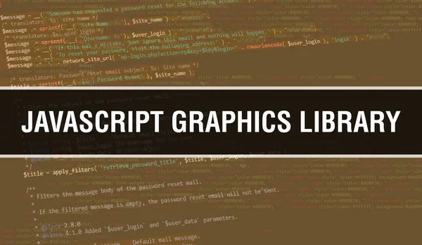 Javascript Texto Biblioteca Gráficos Escrito Código Programação Abstrato Tecnologia Fundo — Fotografia de Stock