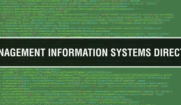 Management Information Systems Director concept with Random Parts of Program Code. Management Information Systems Director with Programming code abstract technology background of software develope
