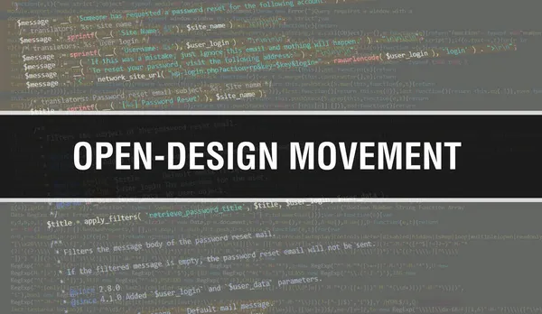 Open Design Bewegungskonzept Illustration Mit Code Für Die Entwicklung Von — Stockfoto