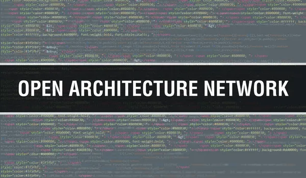 Open Architecture Network Konzept Mit Zufälligen Teilen Des Programmcodes Open — Stockfoto