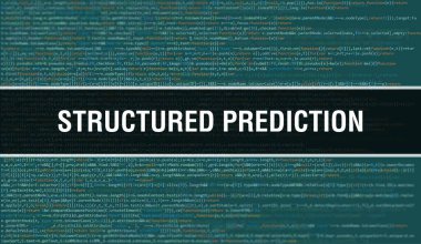 İkili kod dijital teknoloji arka planına sahip yapılandırılmış öngörü. Program kodu ve yapılandırılmış öngörü ile soyut arkaplan. Programlama ve kodlama teknolojisi geçmişi. Yapı