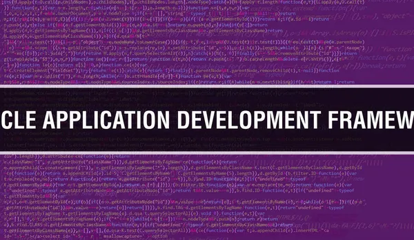 Oracle Application Development Framework Com Tecnologia Abstrata Código Binário Background — Fotografia de Stock
