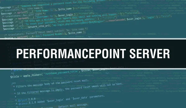 Performancepoint Server Szöveget Írt Programozási Kód Elvont Technológiai Háttér Szoftverfejlesztő — Stock Fotó