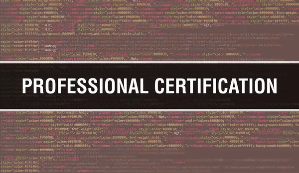 Professionell Certifiering Koncept Med Slumpmässiga Delar Programkod Professionell Certifiering Text — Stockfoto