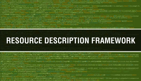 具有数字Java代码文本的资源描述框架 资源描述框架和计算机软件编码向量概念 编程编码脚本Java 数字程序代码Wit — 图库照片