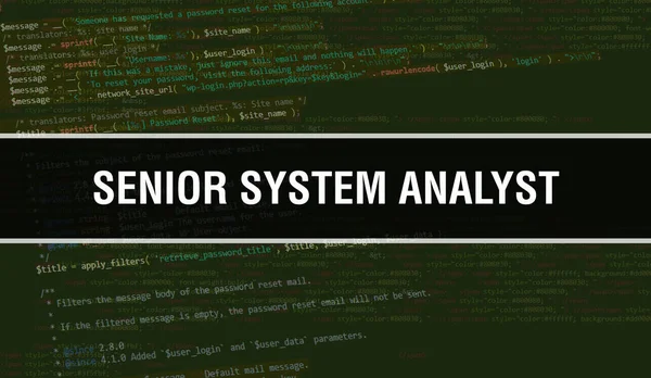 Senior System Analyst Texto Escrito Código Programação Abstrato Tecnologia Fundo — Fotografia de Stock