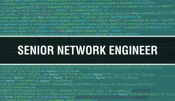 Engenheiro Rede Sênior Com Tecnologia Abstrata Código Binário Background Digital — Fotografia de Stock