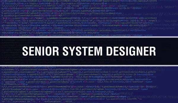 Концепція Старшого Системного Дизайнера Випадковими Частинами Програмного Коду Старший Системний — стокове фото
