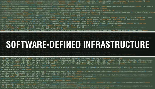 Infraestrutura Definida Por Software Com Texto Código Java Digital Infraestrutura — Fotografia de Stock