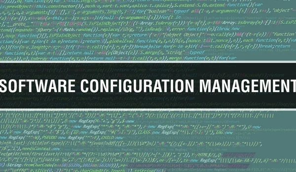 Texto Gerenciamento Configuração Software Escrito Código Programação Background Tecnologia Abstrata — Fotografia de Stock