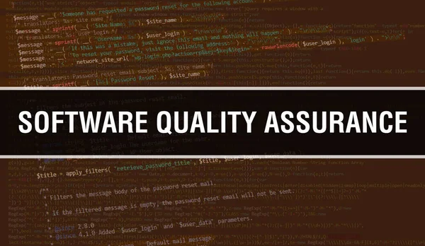 Illustration Des Software Qualitätssicherungskonzepts Anhand Von Code Zur Entwicklung Von — Stockfoto