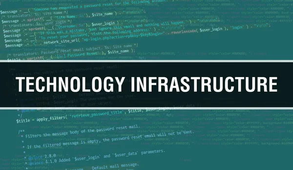 Technologie Infrastructuur Tekst Geschreven Programmeercode Abstracte Technologie Achtergrond Van Software — Stockfoto