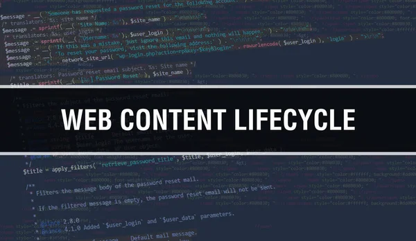 Texto Ciclo Vida Conteúdo Web Escrito Código Programação Background Tecnologia — Fotografia de Stock