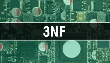 3NF ile Teknoloji Anakart Dijital. 3NF ve Bilgisayar Devre Kurulu Elektronik Bilgisayar Donanım Teknolojisi Anakart Dijital Çip kavramı. Entegre devre domuzuyla 3NF 'yi kapat