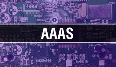 Bilgisayar anakart ile AAAS kavramı. Teknoloji anakartının dijital teknolojisi üzerine yazılmış AaaS metni. Yazdırılmış devre kartı ile AaaS ve Chip entegre devre Backgroun 'u kapatır