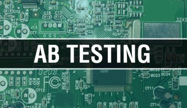 Elektronik Bilgisayar Donanım Teknolojisi geçmişi olan AB Testi. Elektronik Entegre Devre ve AB Testi ile soyut bir arkaplan. Elektronik Devre Kurulu. Hesapla AB Testi