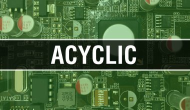 Circuit Board Electronic soyut teknoloji arka planında yazılmıştır yazılım geliştiricisi ve Bilgisayar betiği. Entegre devrelerin döngüsel konsepti. Asiklik entegre devre bir