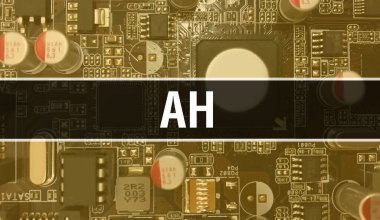 Yazılım geliştiricisi ve bilgisayar yazılımının elektronik soyut teknoloji arka planında AH metni yazıldı. Bütünleşik devre kavramı. AH bütünleşik devre ve direnç