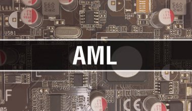 Devre kartında Elektronik Entegre Devre ile AML kavramı. Bilgisayar Çipi 'nin soyut teknoloji arka planında olduğu AML ve Chip entegre bir devrede kapanıyor. AML Arka Gruplandırması
