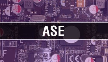 Devre kartında Elektronik Entegre Devre ile ASE konsepti. ASE with Computer Chip in Circuit Board soyut teknoloji arka planında ve Chip entegre bir devrede kapanıyor. ASE Arka Grubunu