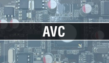 Entegre devre kartında elektronik bileşenleri olan AVC. Dijital Elektronik Bilgisayar Donanımı ve Güvenli Veri Kavramı. Bilgisayar anakart ve AVC. AVC Entegre Devre Domuzu