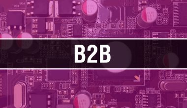 Entegre devre kartında elektronik bileşenleri olan B2B. Dijital Elektronik Bilgisayar Donanımı ve Güvenli Veri Kavramı. Bilgisayar anakart ve B2B. B2B Bütünleşik Devre Domuzu