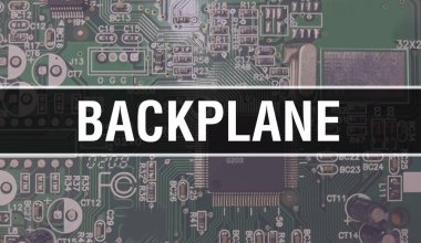 Elektronik Bilgisayar Donanım Teknolojisi geçmişi olan bir arka uçak. Electronic Integrated Circuit ve Backplane ile soyut bir arka plan. Elektronik Devre Kurulu. Bilgisayar Entegrasyonlu arka düzlem