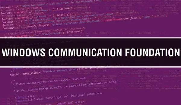 윈도우 커뮤니케이션 Windows Communication Foundation 프로그램 개발하기 코드를 사용하는 삽화이다 — 스톡 사진