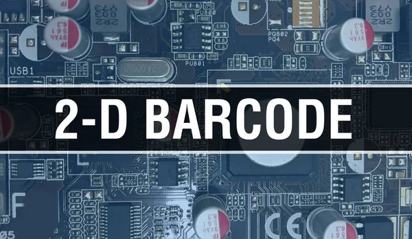 2-D Barcode concept with Electronic Integrated Circuit on circuit board. 2-D Barcode with Computer Chip in Circuit Board abstract technology background and Chip close up on a integrated circuit. 2-
