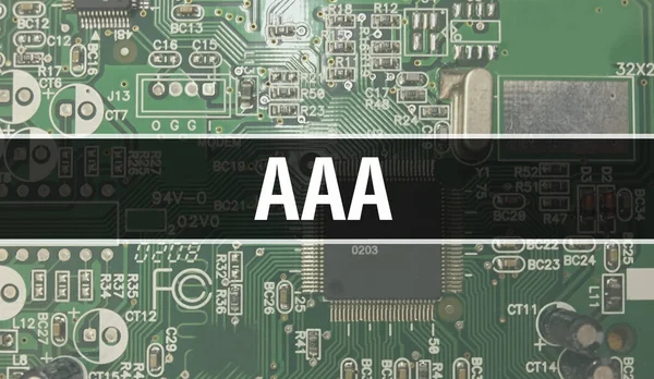 電子計算機ハードウェア技術の背景を持つAaa 電子集積回路とAaaの概要背景 電子回路基板 コンピュータ集積回路ボール付きAaa — ストック写真