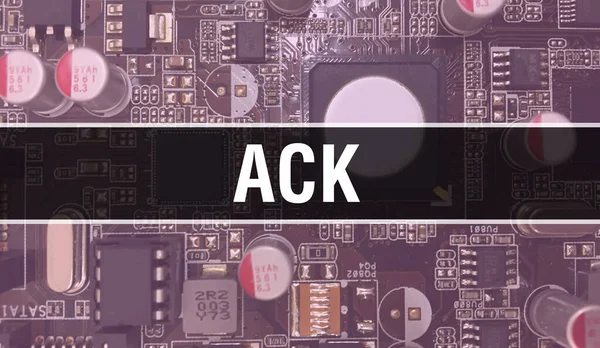 Ack Texto Escrito Circuit Board Electrónica Abstrata Tecnologia Fundo Desenvolvedor — Fotografia de Stock