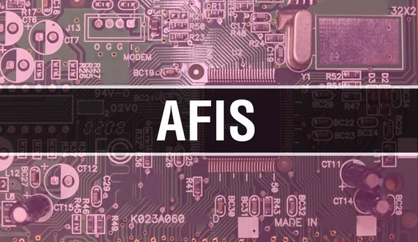 Afis Concept Μητρική Πλακέτα Υπολογιστή Κείμενο Afis Γράφτηκε Στο Υπόβαθρο — Φωτογραφία Αρχείου