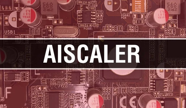 Koncepcja Aiscaler Elektronicznym Układem Scalonym Płytce Drukowanej Aiscaler Chipem Komputerowym — Zdjęcie stockowe