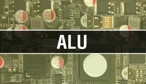 Alu Технологией Материнской Платы Digital Концепция Alu Circuit Board Основана — стоковое фото