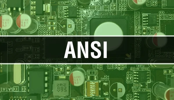 Текст Ansi Написан Circuit Board Технологическом Фоне Разработчика Программного Обеспечения — стоковое фото