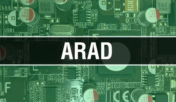 Koncepcja Arad Elektronicznym Układem Scalonym Płytce Drukowanej Arad Chipem Komputerowym — Zdjęcie stockowe