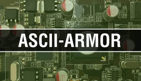 集積回路基板上に電子部品を搭載したAsci Armorデジタル電子計算機ハードウェアとセキュアデータコンセプト コンピュータ マザーボードとAsciiアーマー Asciiアーモ — ストック写真