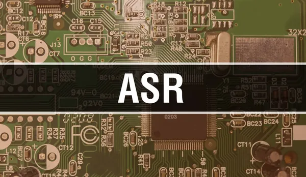 電子計算機ハードウェア技術の背景を持つAsr 電子集積回路とAsrの概要背景 電子回路基板 コンピュータ集積回路基板を用いたAsr — ストック写真