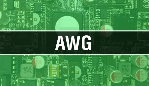 Awg 예제는 컴퓨터칩을 집적회로 배경을 합니다 Awg 컴퓨터 하드웨어 Motherboard — 스톡 사진