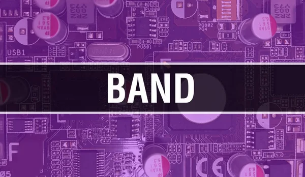 Concept Bande Avec Circuit Intégré Électronique Sur Circuit Imprimé Band — Photo