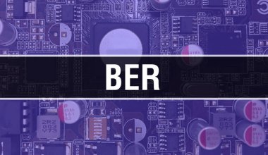 Entegre devre kartında elektronik bileşenleri olan BER. Dijital Elektronik Bilgisayar Donanımı ve Güvenli Veri Konsepti. Bilgisayar anakart ve BER. BER Entegre Devre Domuzu