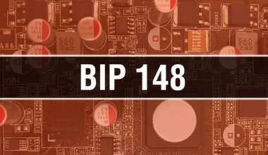 Devre Panosundaki Bilgisayar Çipi kullanılarak BIP 148 konsepti çizimi. BIP 148 entegre devre levha arka planının kapatılması. BIP 148 Elektronik Bilgisayar Donanım Teknolojisi Anakart Digita